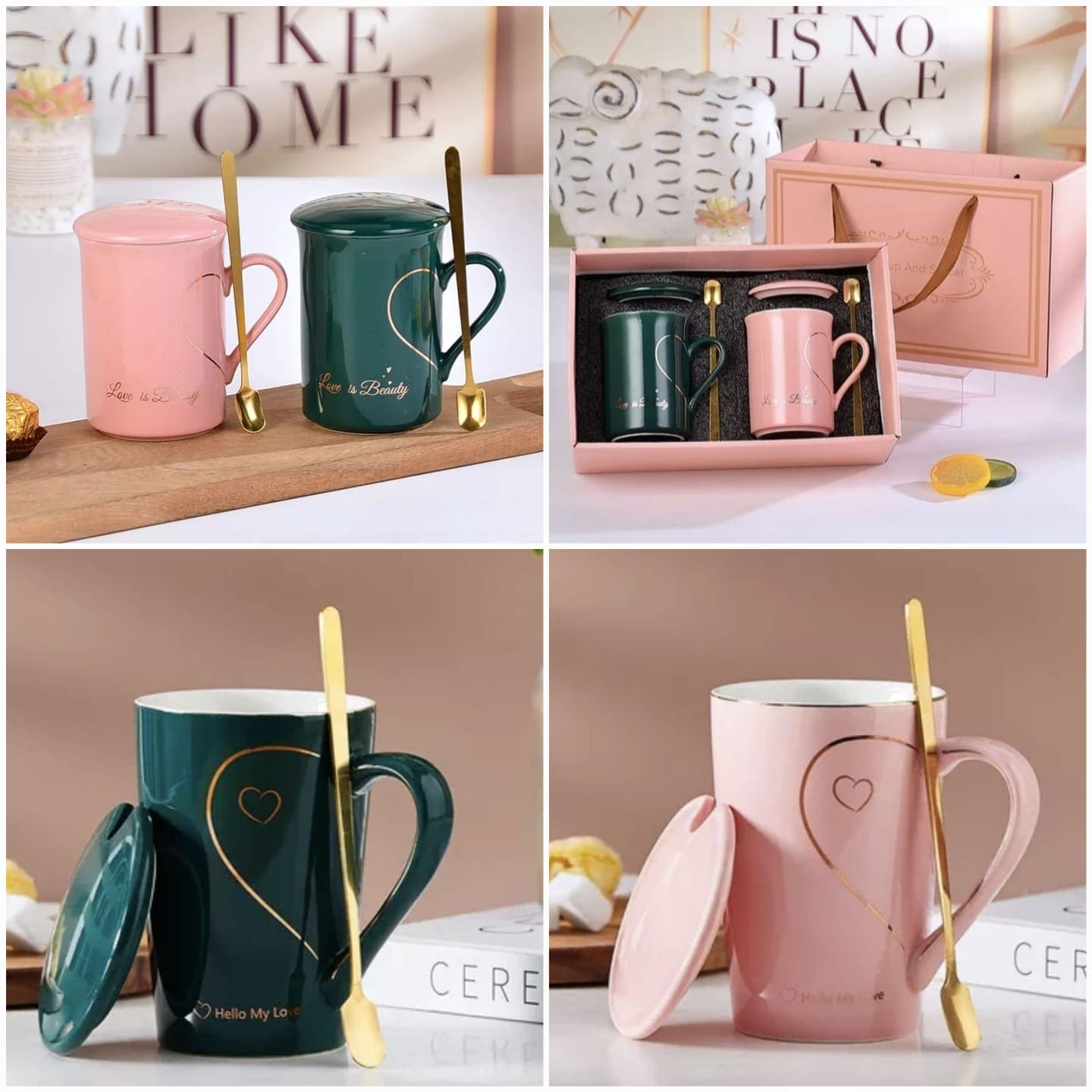 Heart Pattern Ceramic Mug Set, Love Sign Ceramic Couple Mug Set, Love Heart Mug, Couple Cup Ceramic Mugs, Creative Mug With Lid And Spoon, Luxury Marble Ceramic Coffee Cups Heart Pattern Ceramic Mug Set, Love Sign Ceramic Couple Mug Set, Love Heart Mug, Couple Cup Ceramic Mugs, Creative Mug With Lid And Spoon, Luxury Marble Ceramic Coffee Cups
